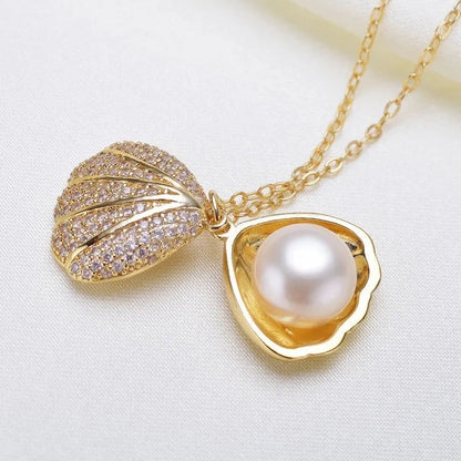 Secret Pearl Shell Pendant Necklace -18K Gold Plated