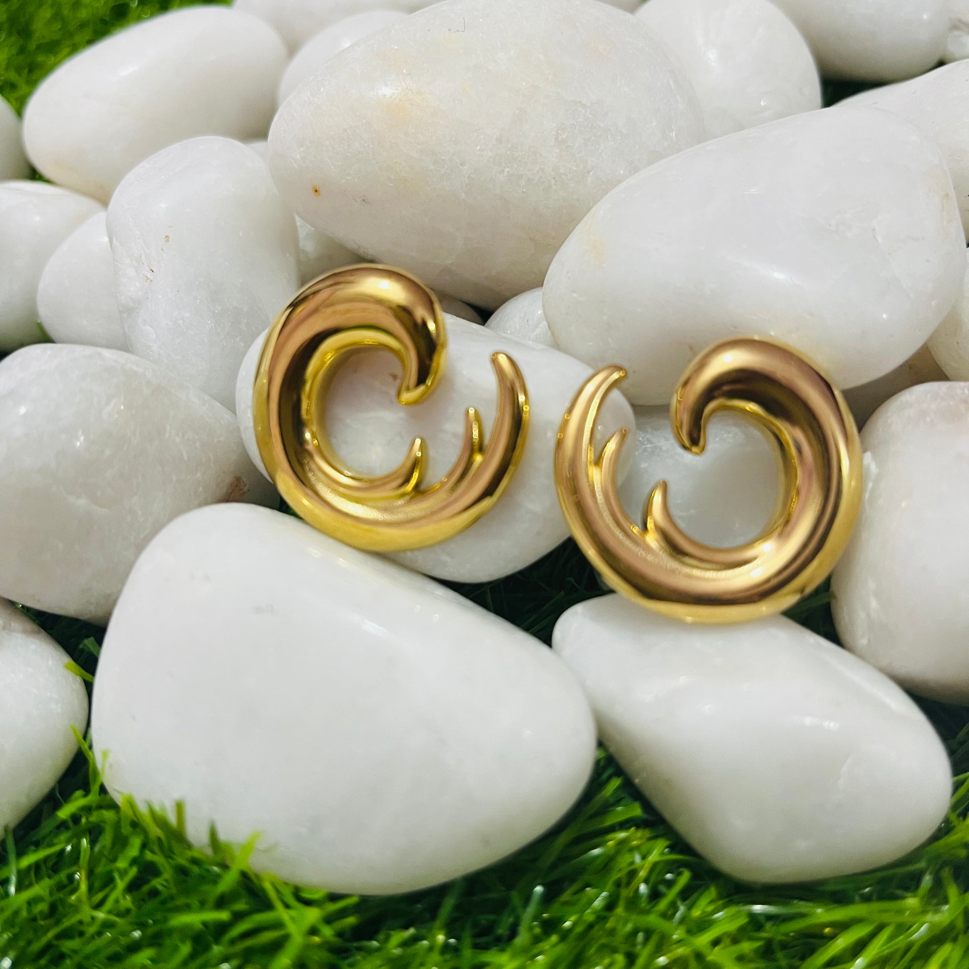 Gold Wave Hoop Earrings