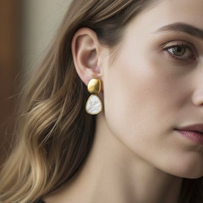 Gold stone Drop Earrings
