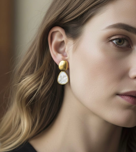 Gold stone Drop Earrings