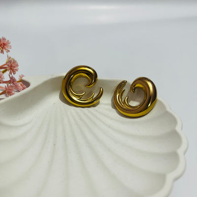 Gold Wave Hoop Earrings