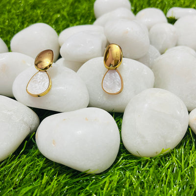 Gold stone Drop Earrings