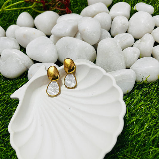 Gold stone Drop Earrings