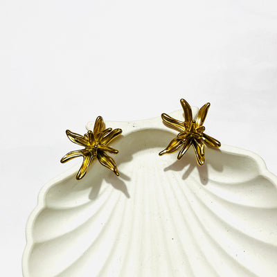 Gold Floral Statement Earrings