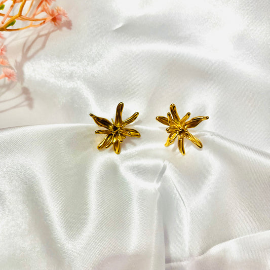 Gold Floral Statement Earrings