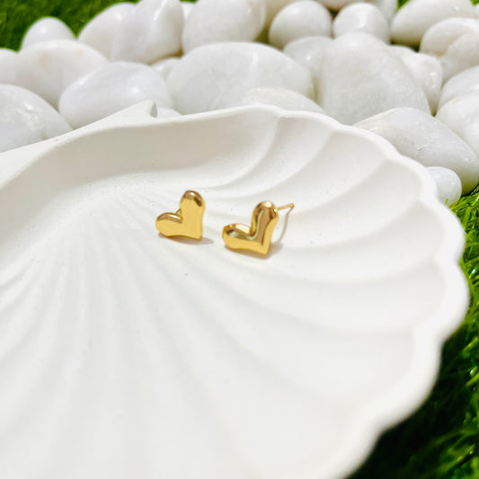 Gold Mini Heart Stud Earrings