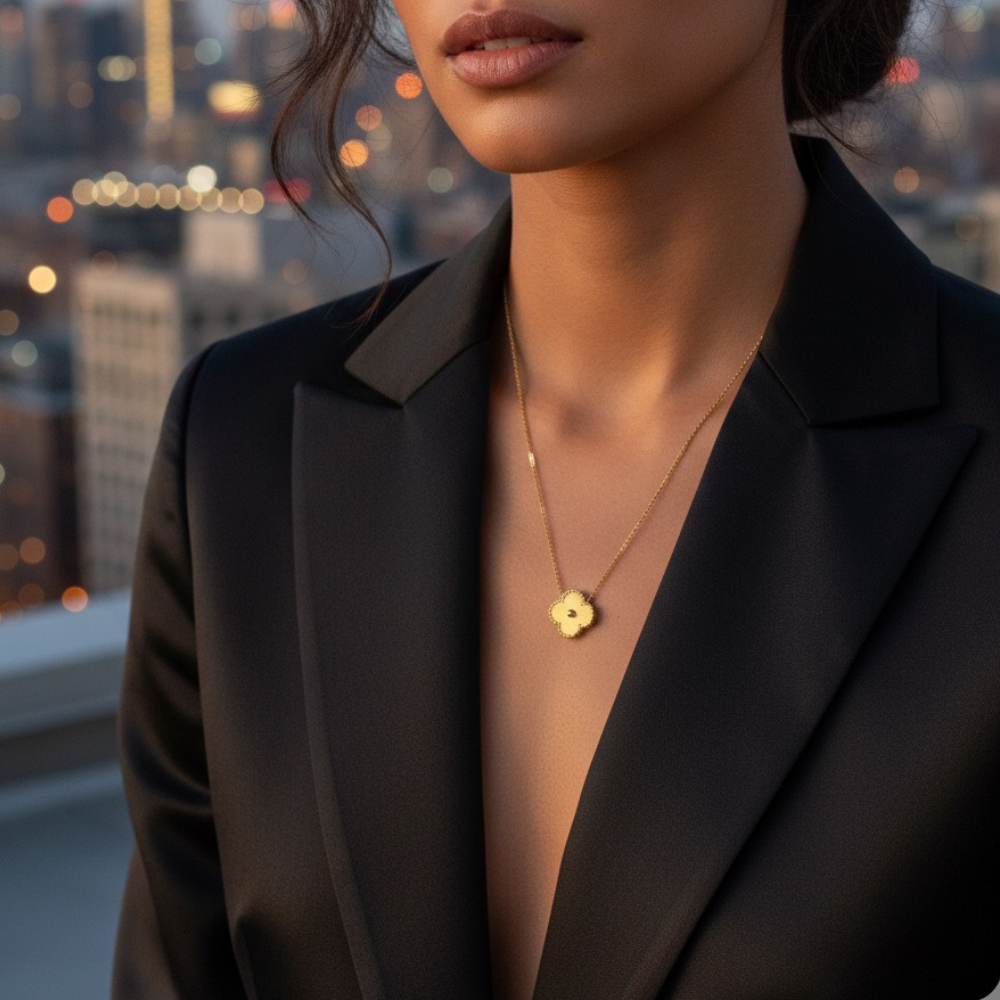 Gold Clover Pendant Necklace -18K Gold Plated