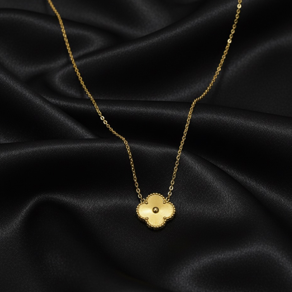 Gold Clover Pendant Necklace -18K Gold Plated