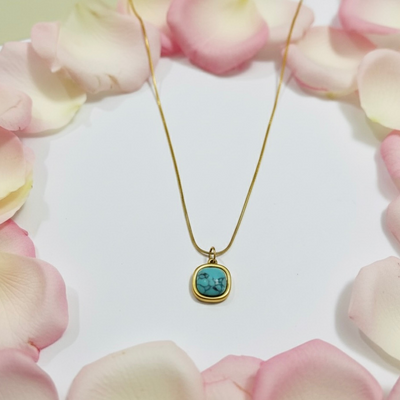 Gold Turquoise Pendant Necklace