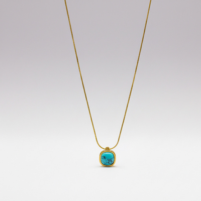 Gold Turquoise Pendant Necklace
