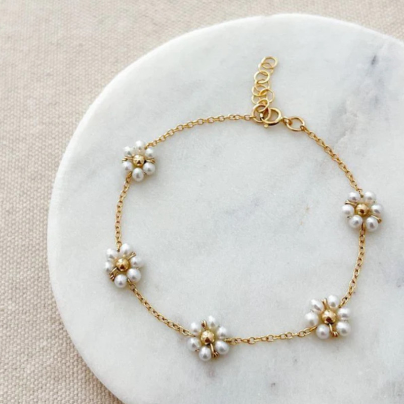 Daisy Floral Chain Bracelet -18K Gold Plated